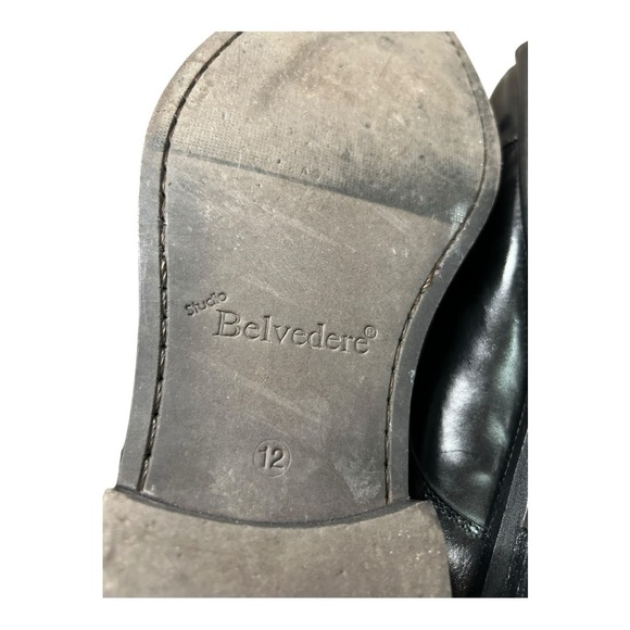 Studio Belvedere Frost Men’s Dress Black Leather Shoes Size 12 D Made in Brazil - Picture 7 of 14